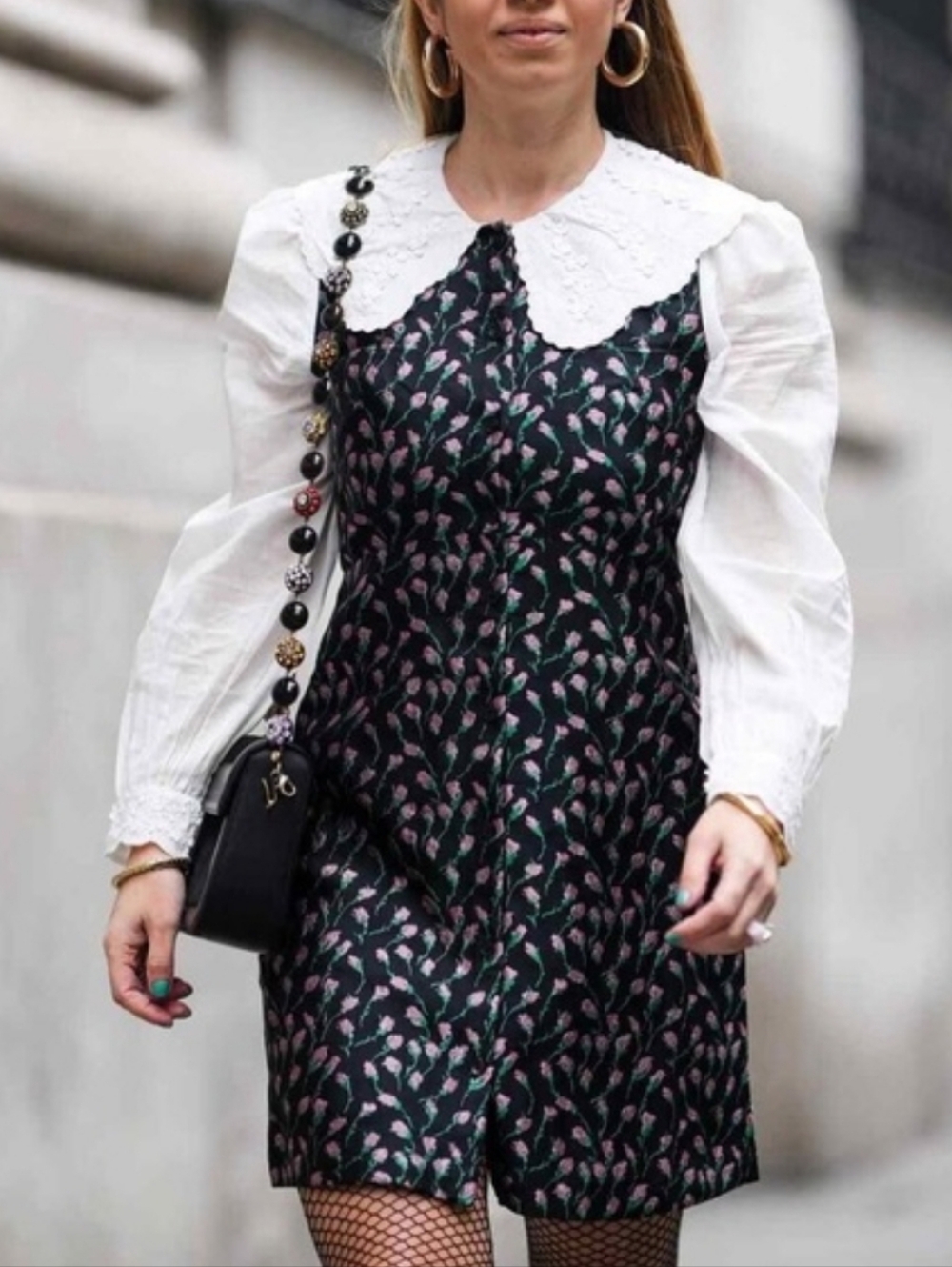 Floral Embroidered Jacquard Twee Mini Dress Size 4